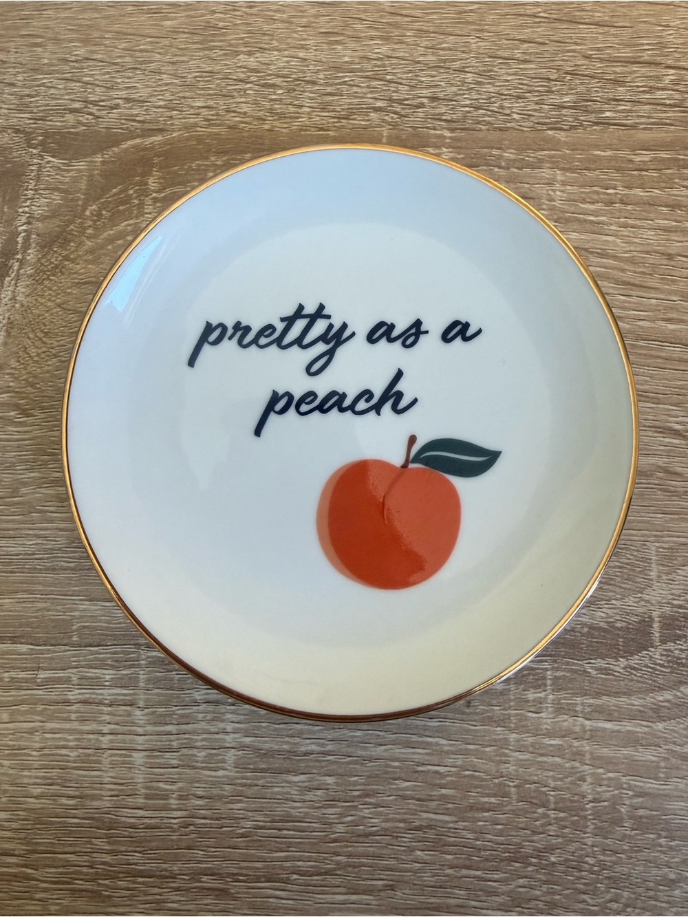 Draper James White Dish with Orange Peach and Gold Trim